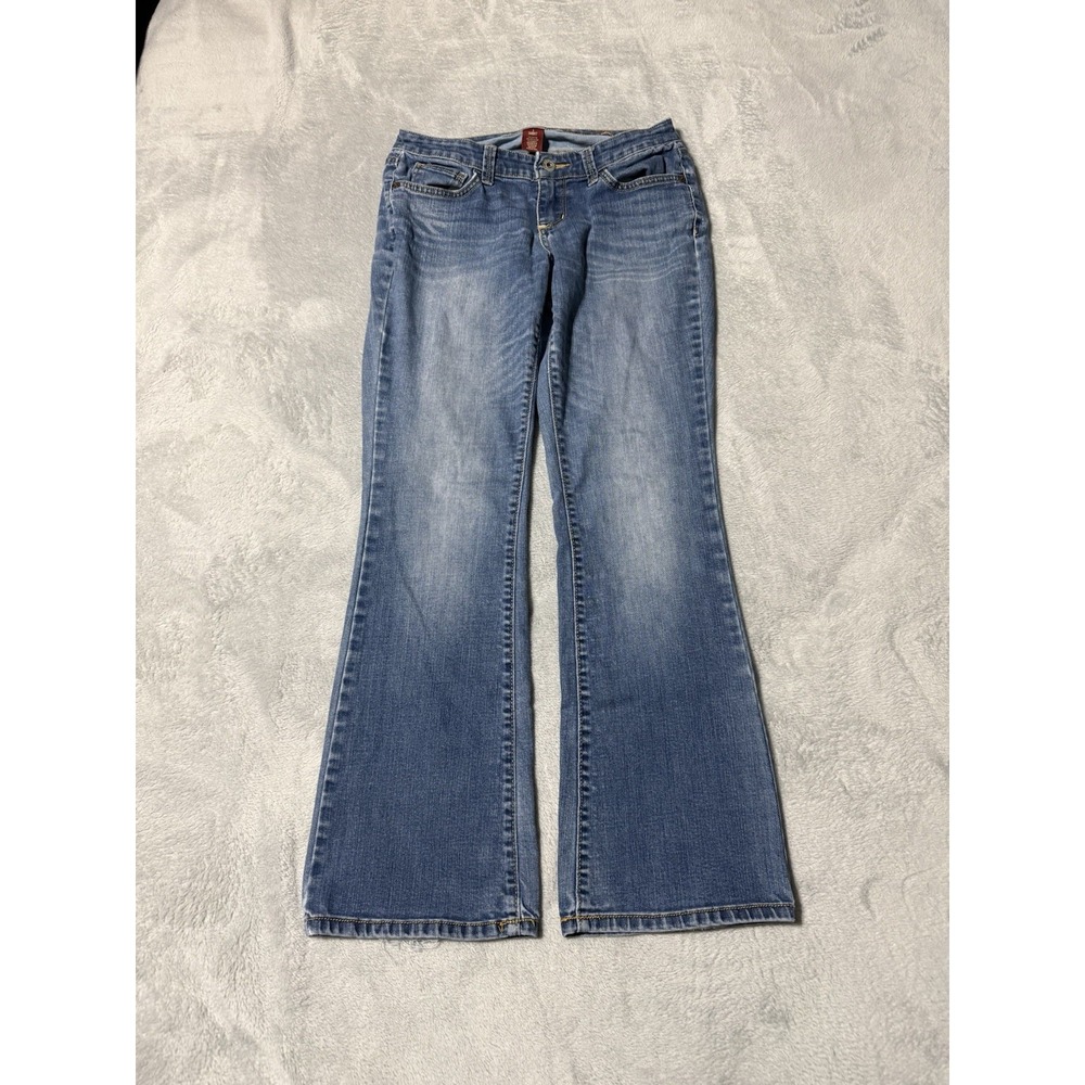 Arizona Jeans Womens 3 Short Blue Medium Wash Bootcut Stretch Denim 26x27.5